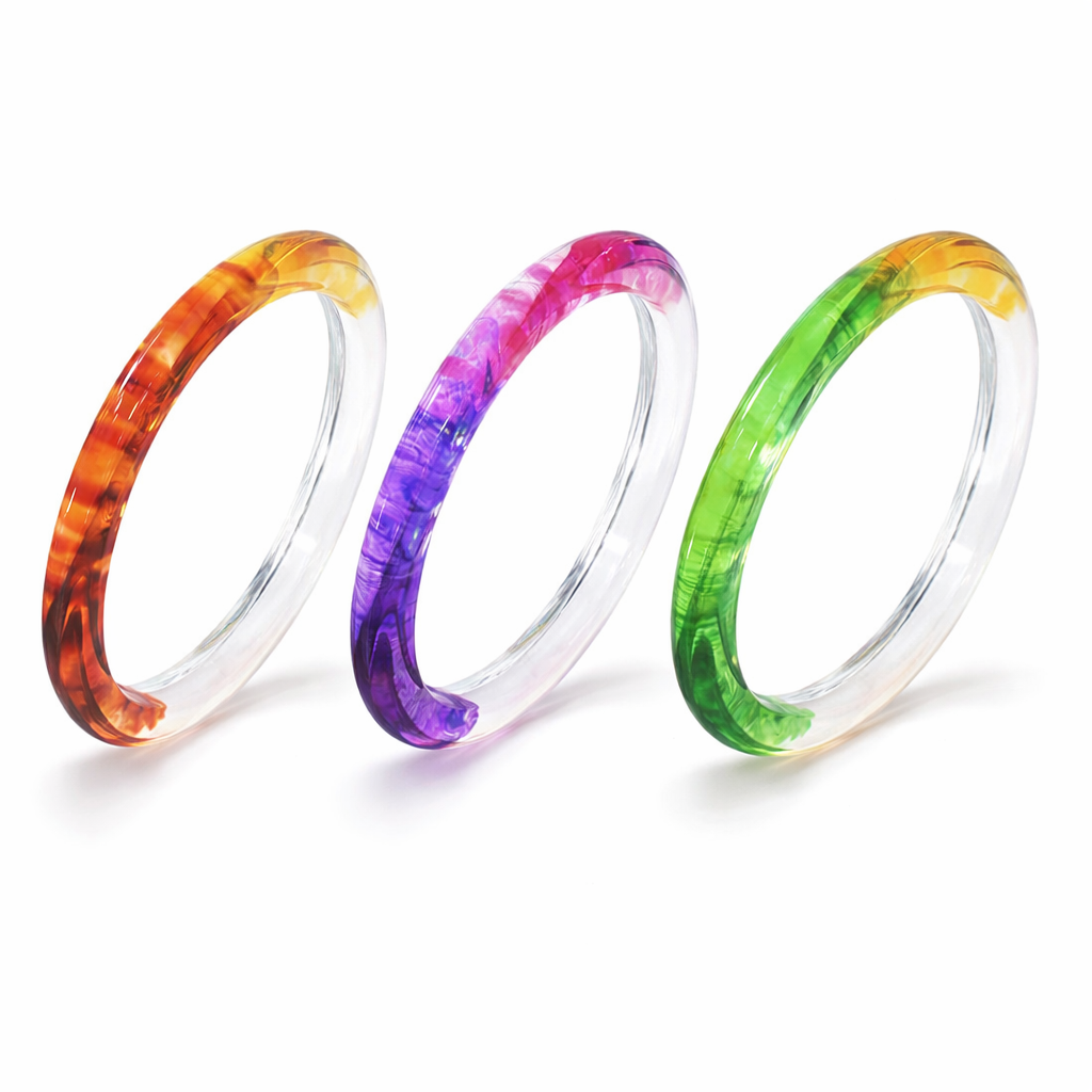 Tie Dye Slip On Lucite Bangles