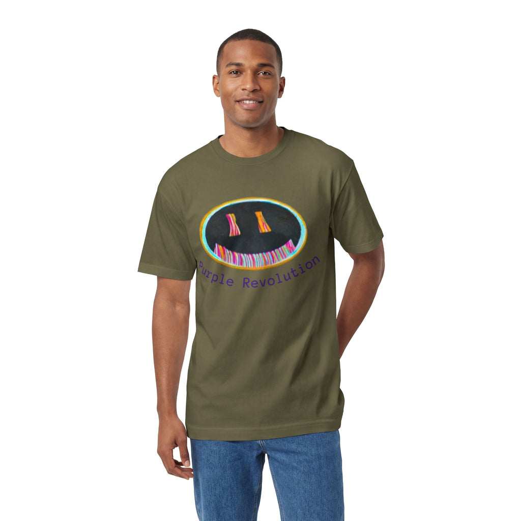 Graphic Tee — "Purple Revolution" Smiley Piano Design