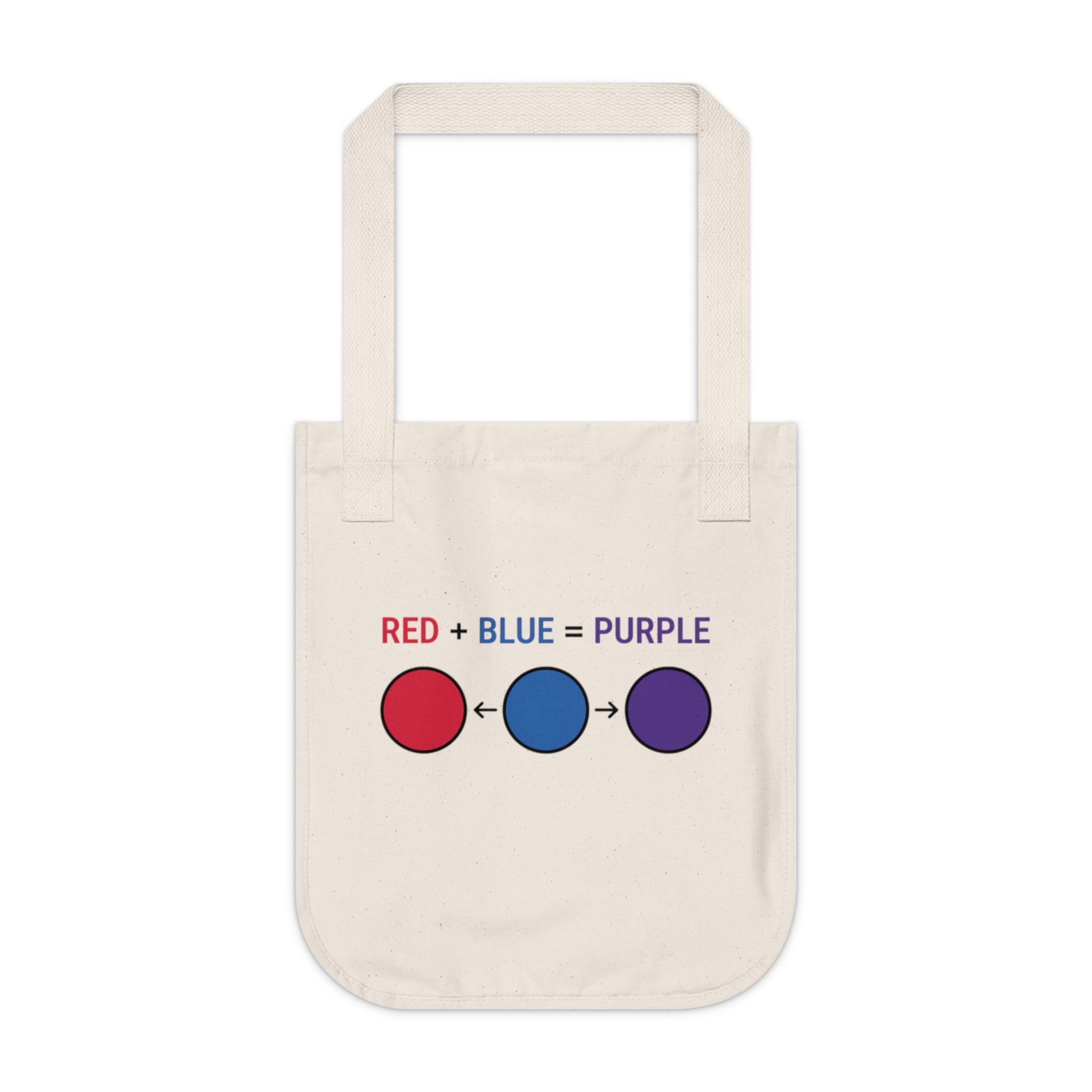 Canvas Tote Bag — 'Red + Blue = Purple' Color Theory Graphic Eco Tote