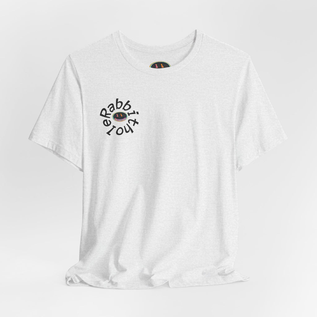 Post-Apocalyptic Streetwear Tee — 'Rabbit You' Minimal Front Logo with Dystopian Back Graphic