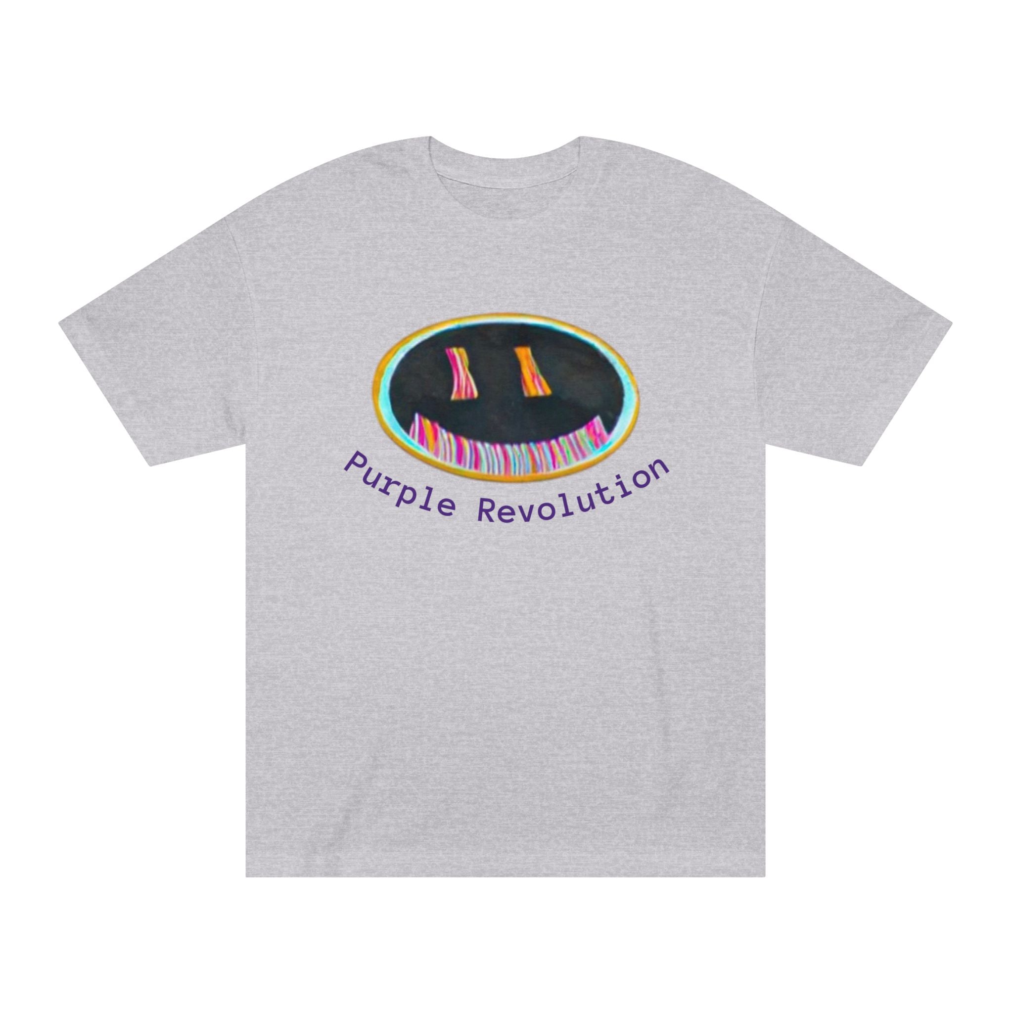 Graphic Tee — "Purple Revolution" Smiley Piano Design