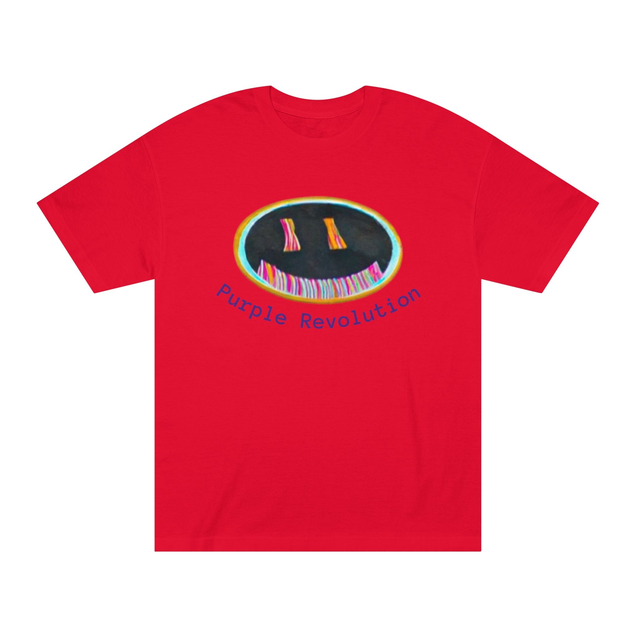 Graphic Tee — "Purple Revolution" Smiley Piano Design