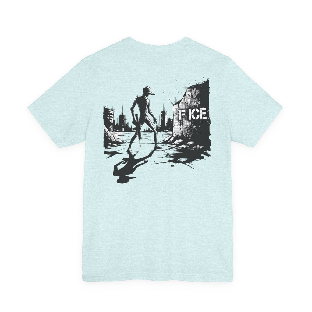 Post-Apocalyptic Streetwear Tee — 'Rabbit You' Minimal Front Logo with Dystopian Back Graphic