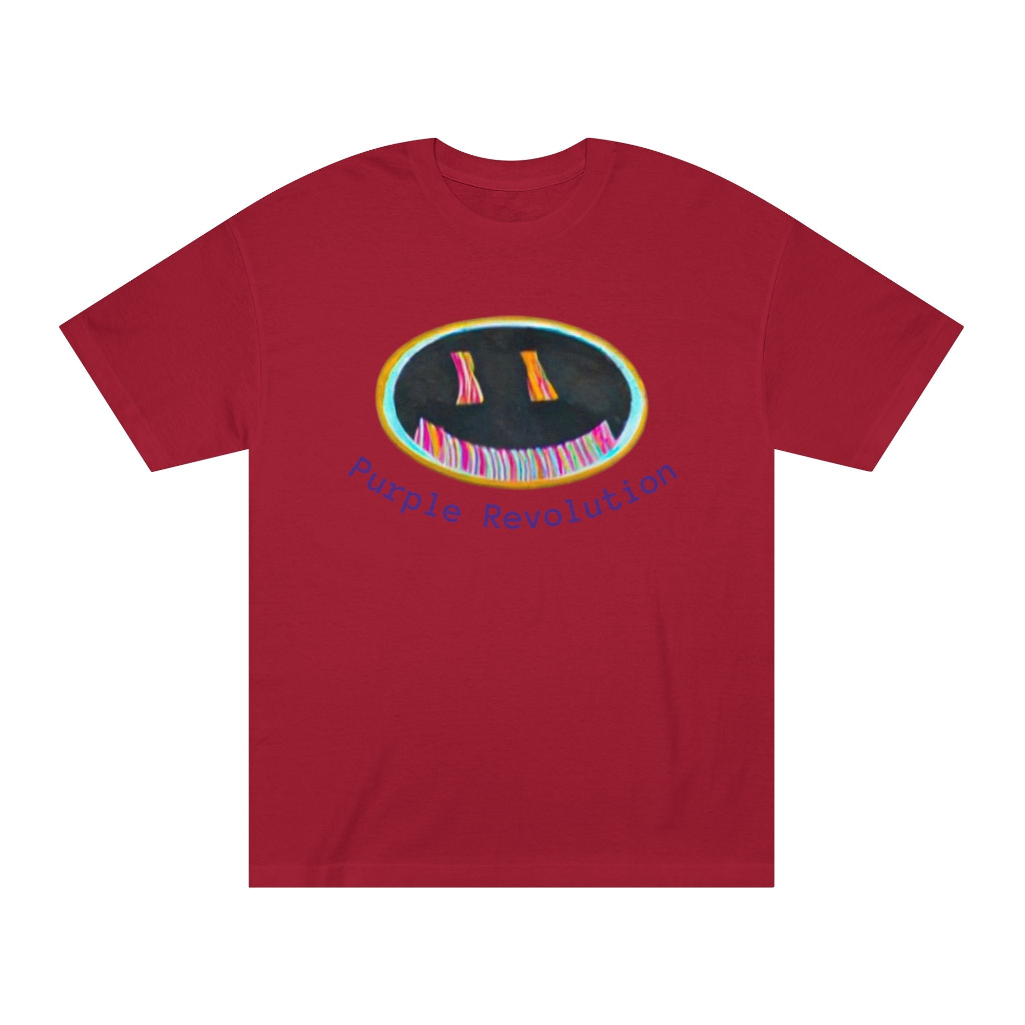 Graphic Tee — "Purple Revolution" Smiley Piano Design