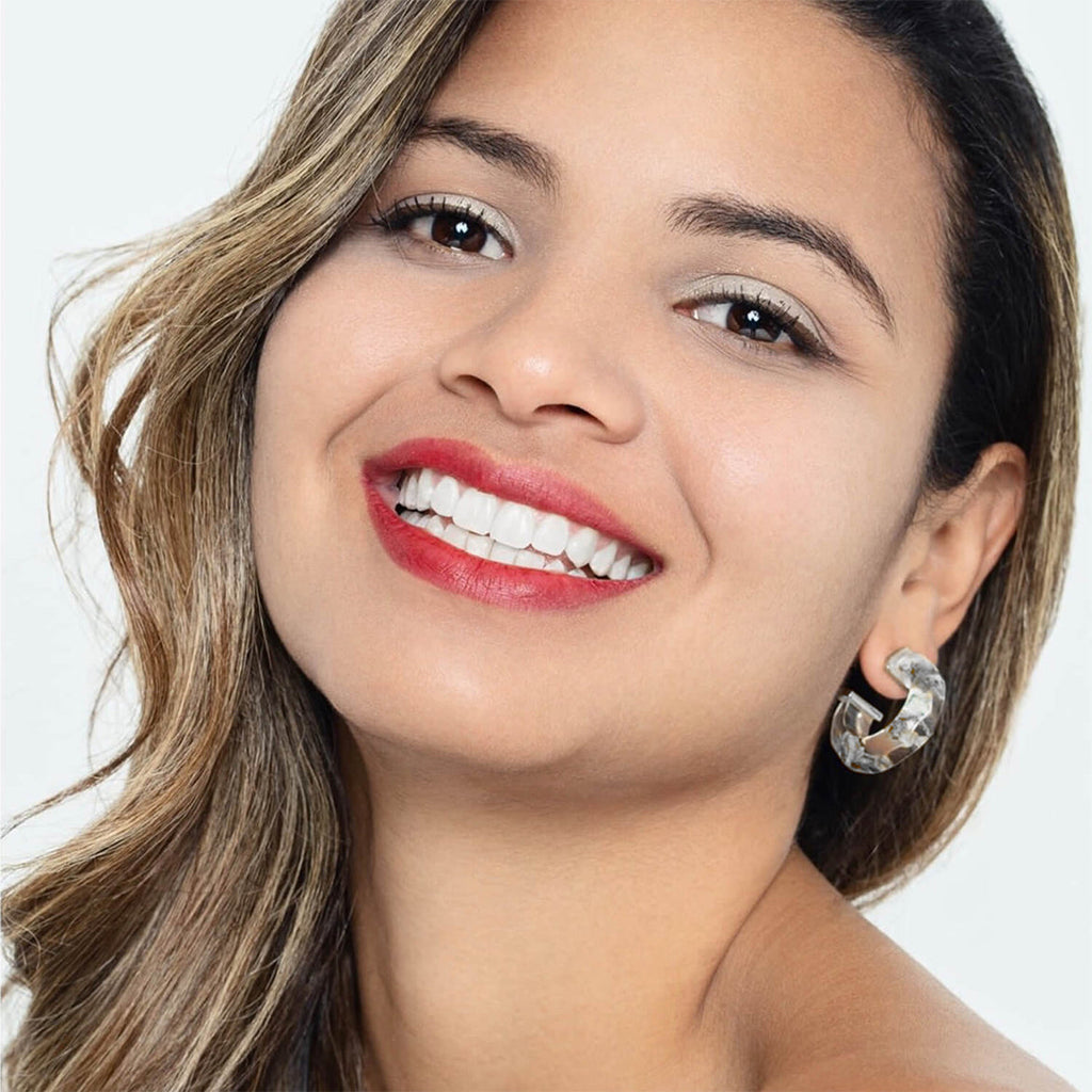 Faceted Lucite Huggie Hoop Earrings