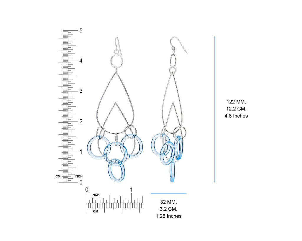 Blue and Silver Rain Drop Dangle Earrings