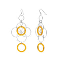 Orange and Silver Floral Drop Earrings