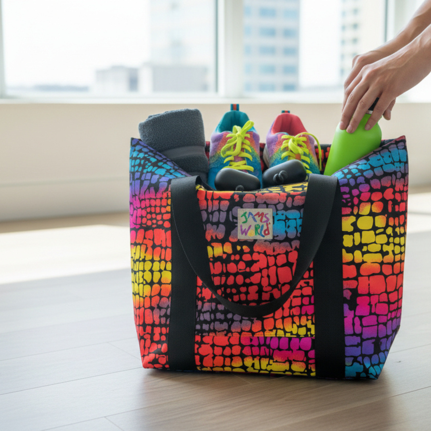 Jams World Lined Tote Bag - Reptile