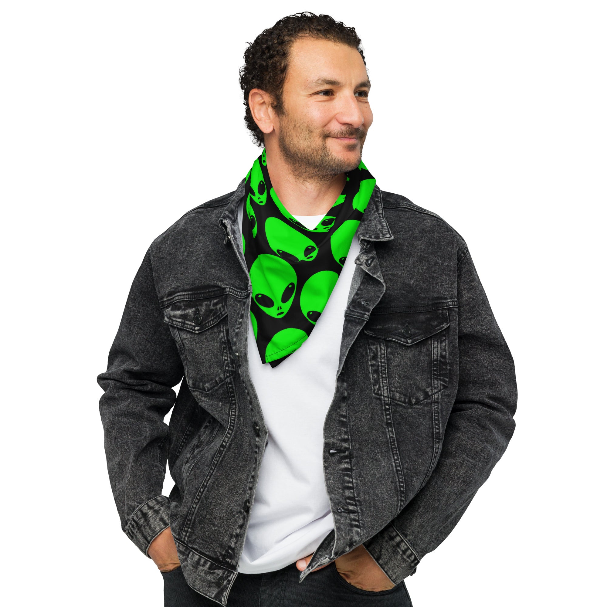 Green Alien Head Rave Bandana