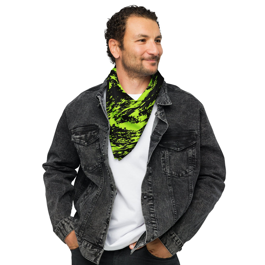 Black Lime Bolt Glitch Rave Bandana