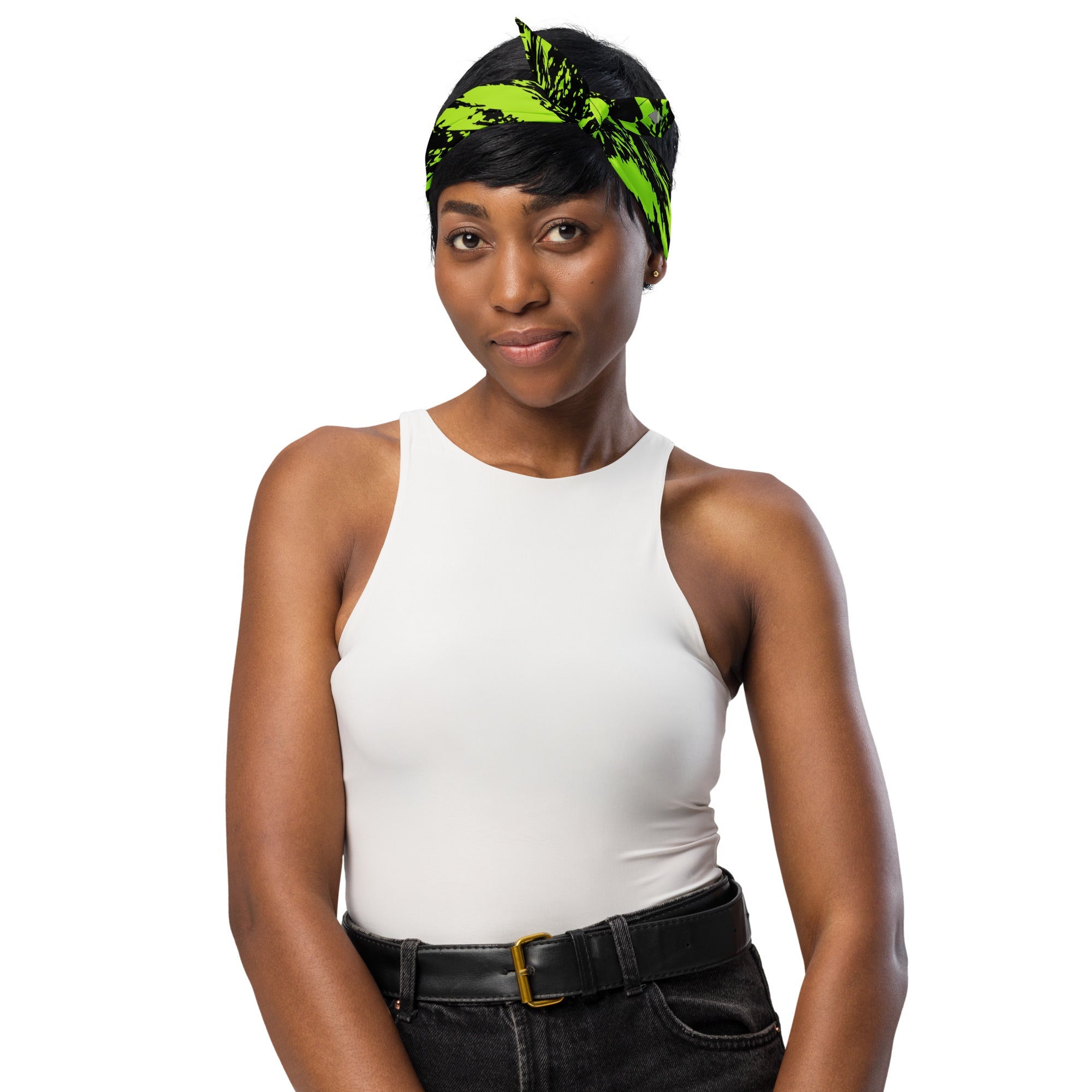 Black Lime Bolt Glitch Rave Bandana