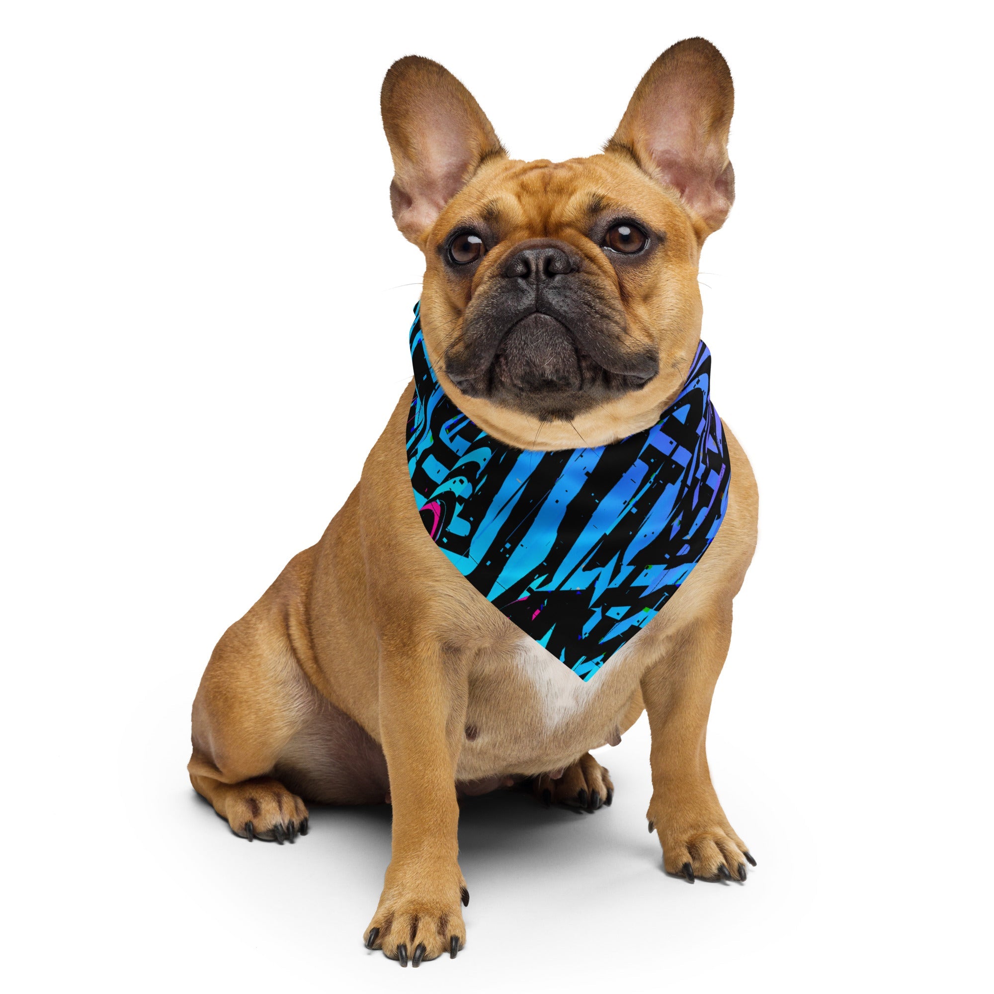 Pink and Blue Ombre Geo Glitch Rave Bandana