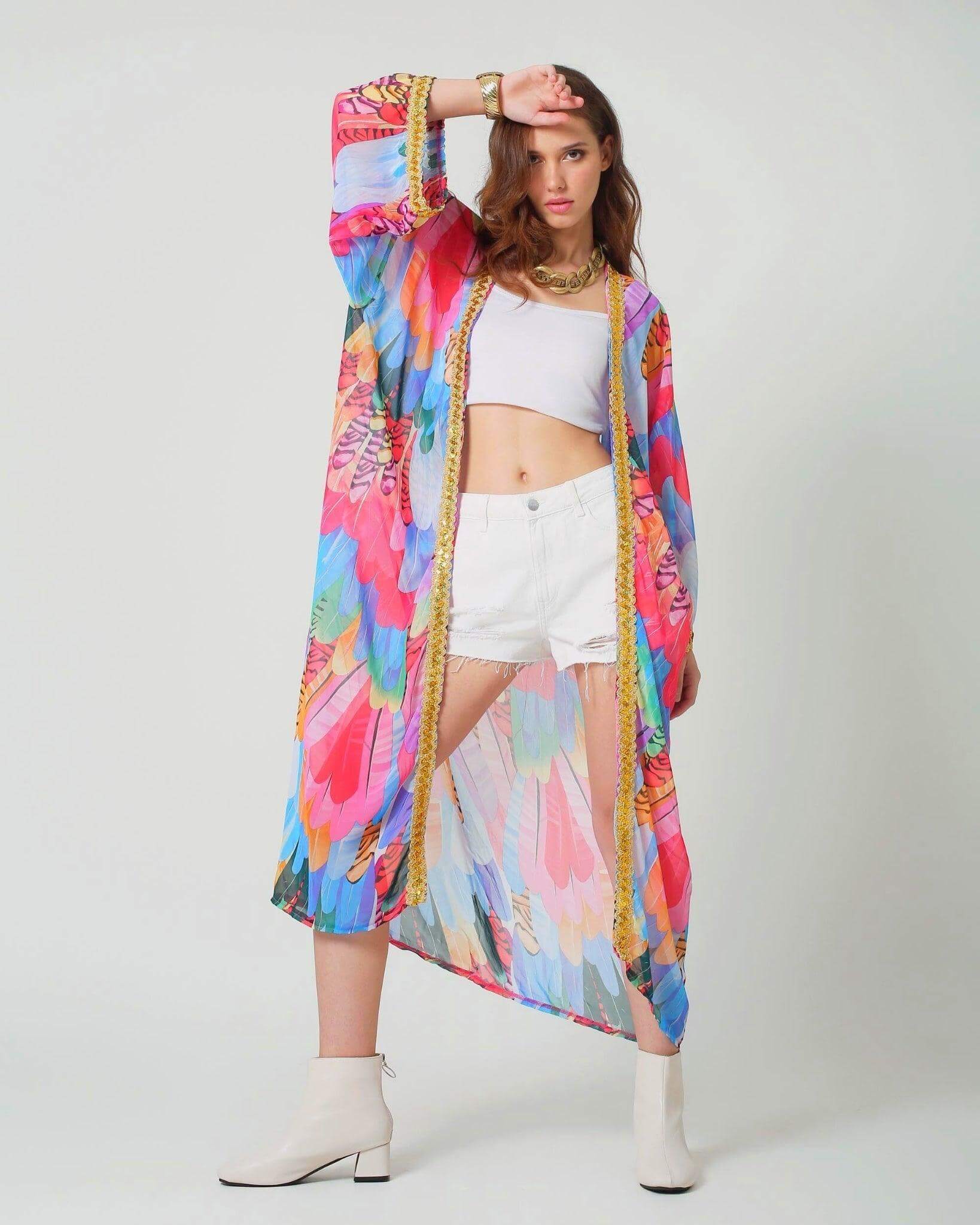 Colourful Beach Kimono Cover - up - Rave and Festival Outfit