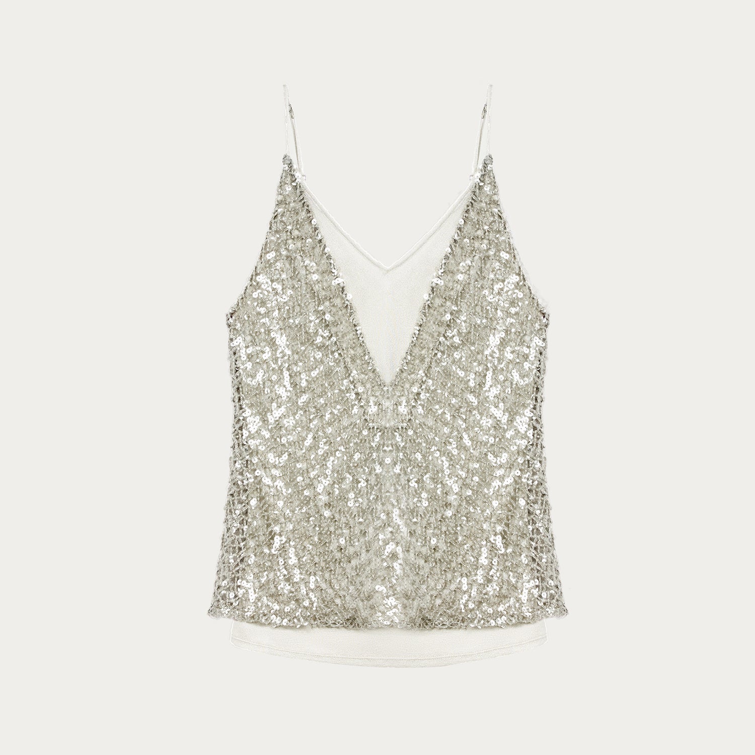 "Dream Catcher" Sequined Net Pattern Fake Two-Piece Deep V Waist Suspender Summer