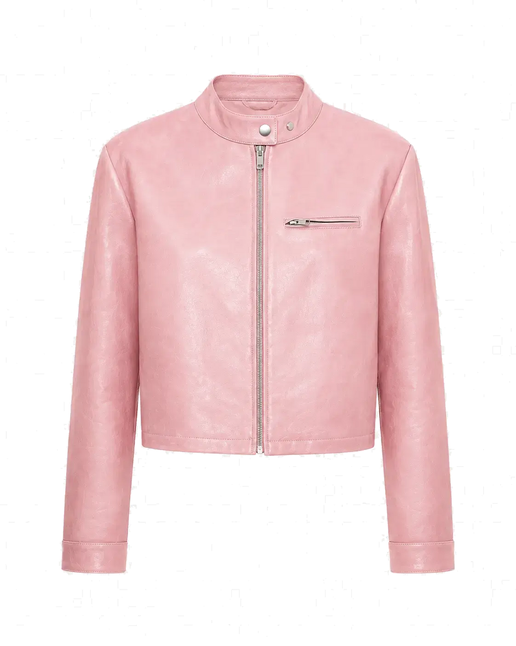 Firelady Fur Cropped Stand Collar Leather Moto Jacket For Women Biker Outerwear "Punk Party"