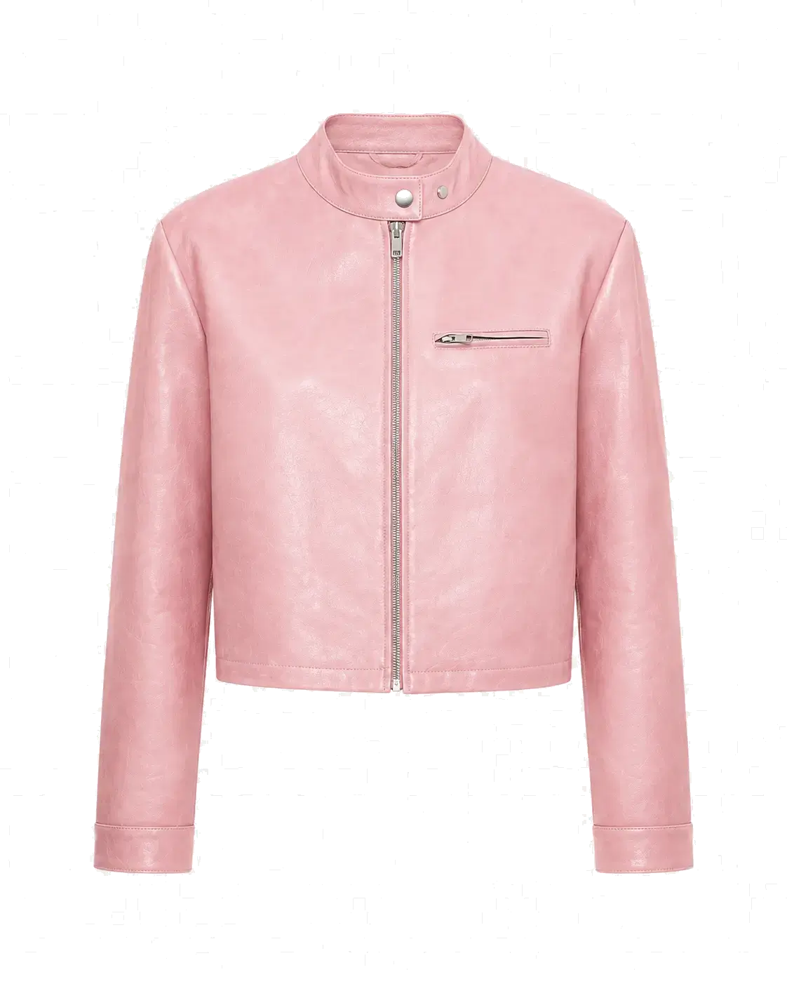 Firelady Fur Cropped Stand Collar Leather Moto Jacket For Women Biker Outerwear "Punk Party"