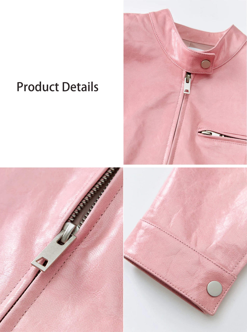 Firelady Fur Cropped Stand Collar Leather Moto Jacket For Women Biker Outerwear "Punk Party"