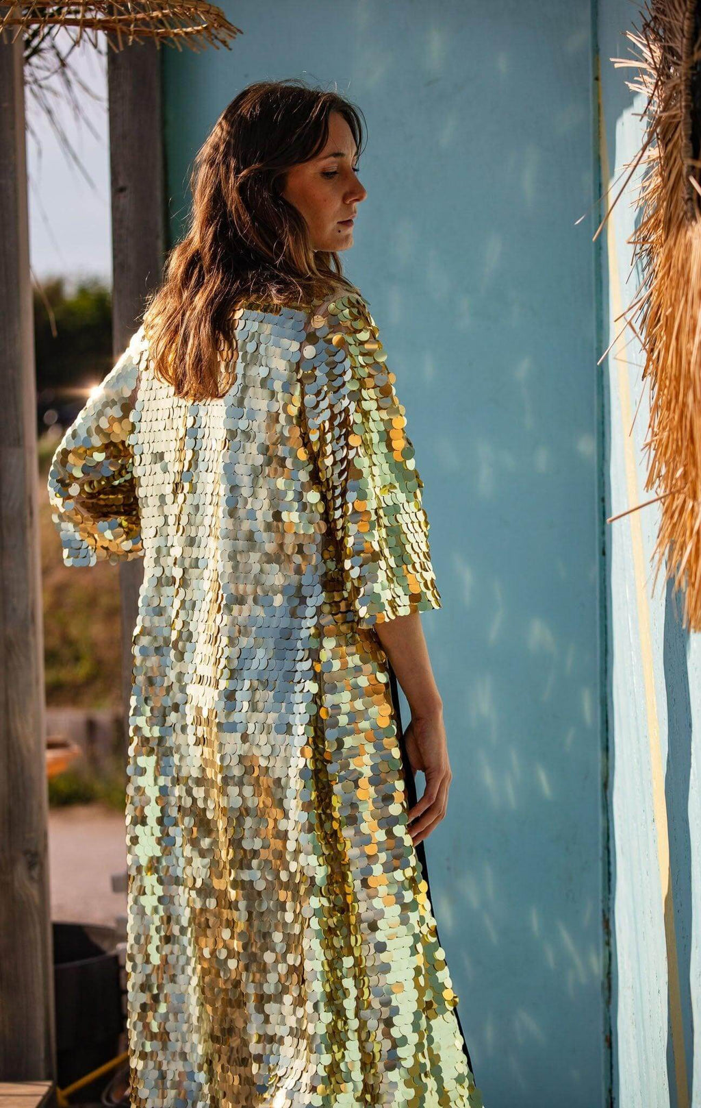 Gold Sequin Kimono for Rave and Festival Outfit