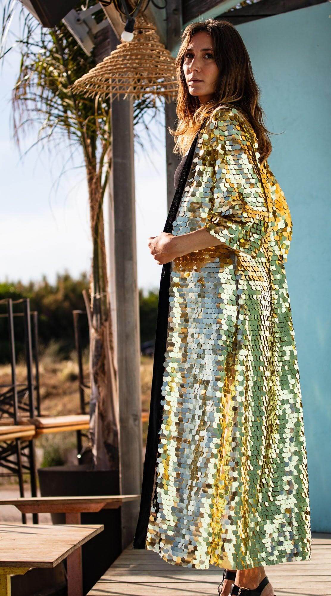 Gold Sequin Kimono for Rave and Festival Outfit