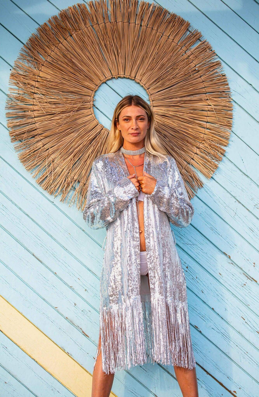 Burning Man Sequin Kimono with Greek Eye