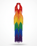 [PRE ORDER] Vibrant Rainbow Fringe Mesh Maxi Dress
