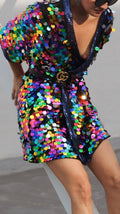 Multicolor Rainbow Sequin Kimono