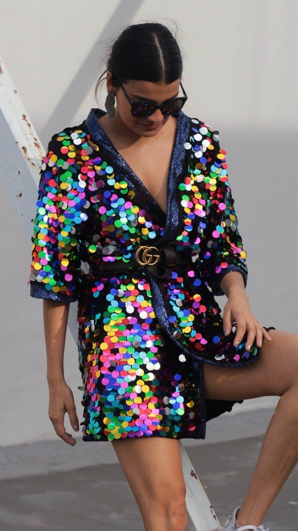 Multicolor Rainbow Sequin Kimono