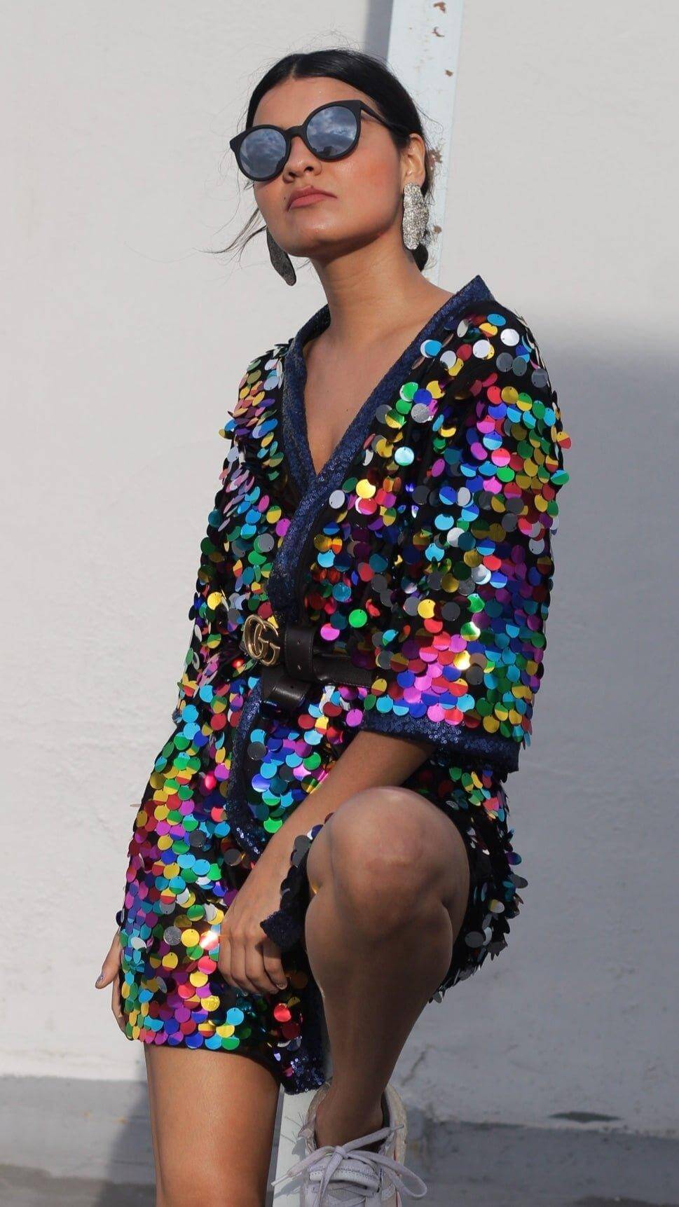 Multicolor Rainbow Sequin Kimono