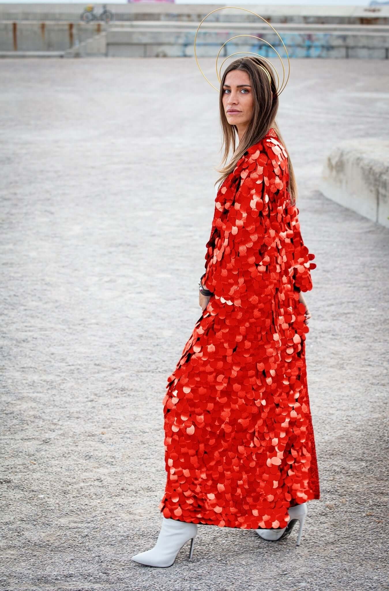 Red Iridescent Sequin Kimono - Festival Coat Rave Outfit Mermaid Sequin Kimono