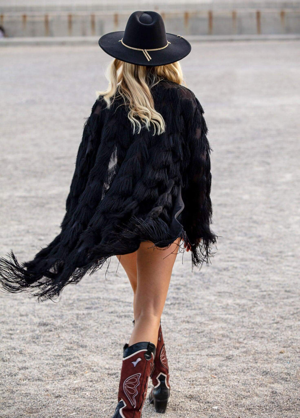The Fringed Kimono - Blush with White Fringes