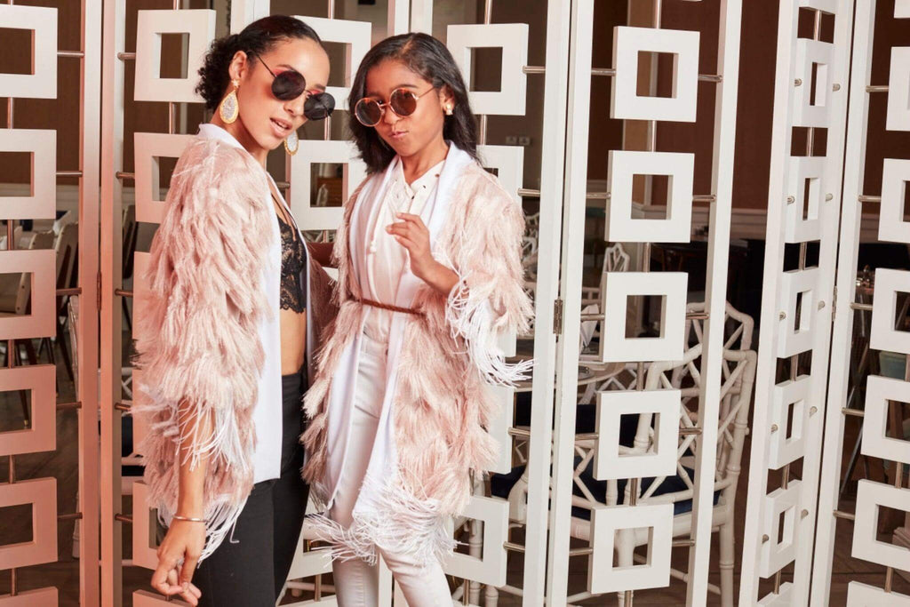 The Fringed Kimono - Blush with White Fringes