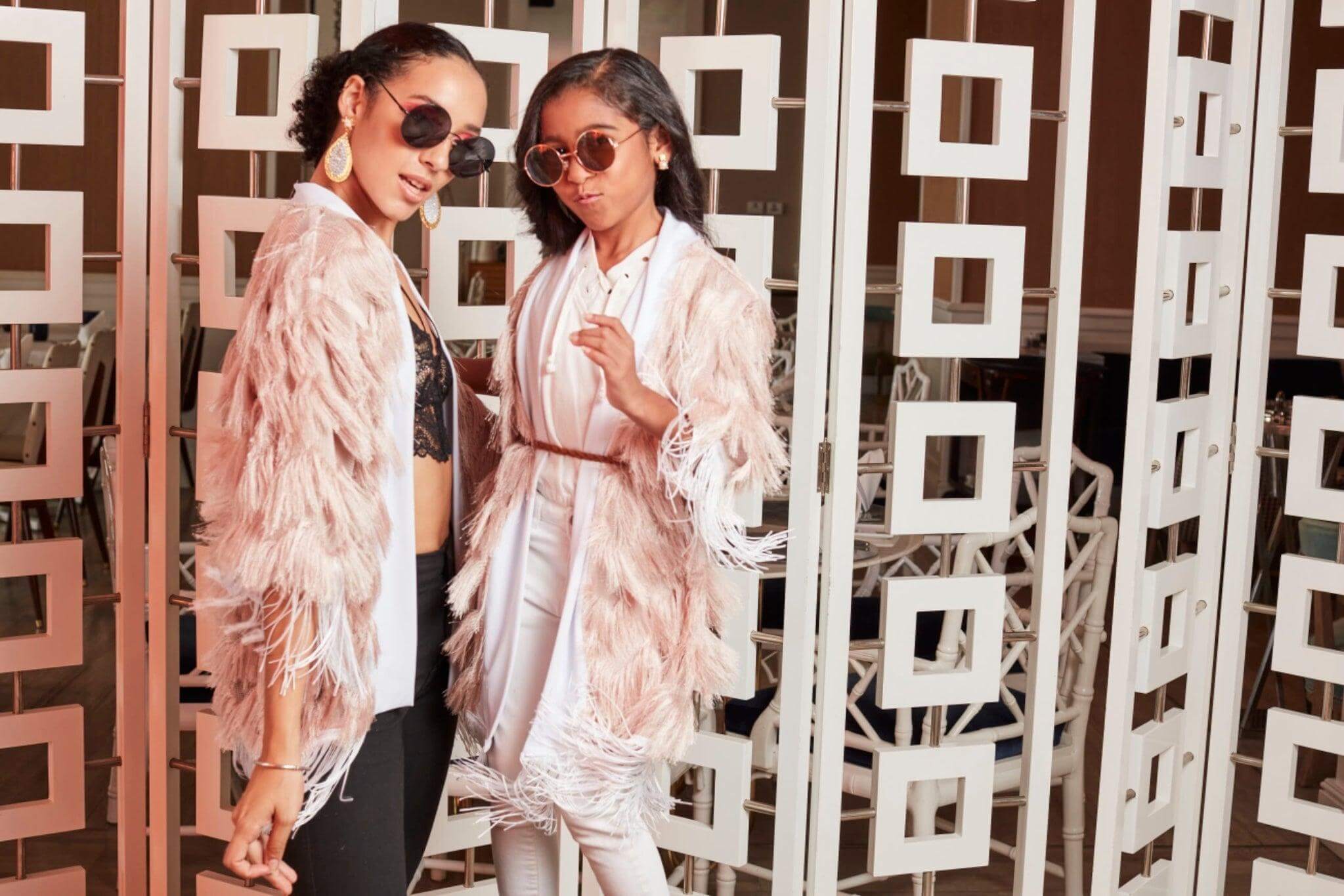 The Fringed Kimono - Blush with White Fringes