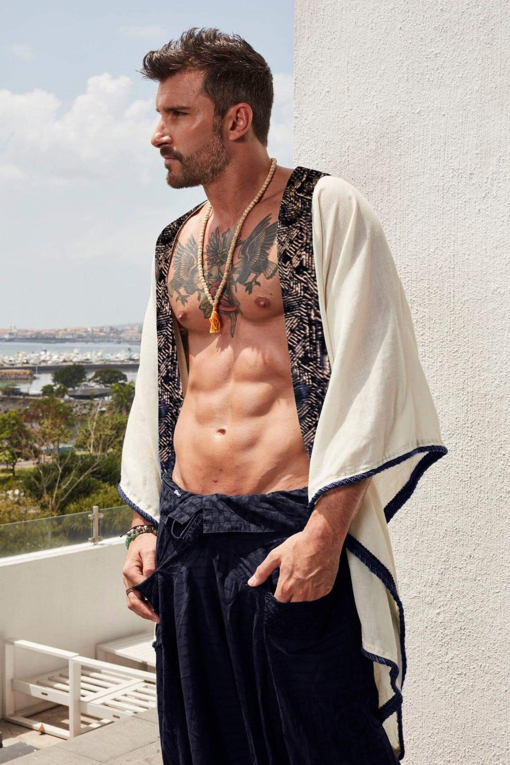 The Monarch - Linen Kimono Boho Tunic for men - Rave Clothing and Festival Outfit