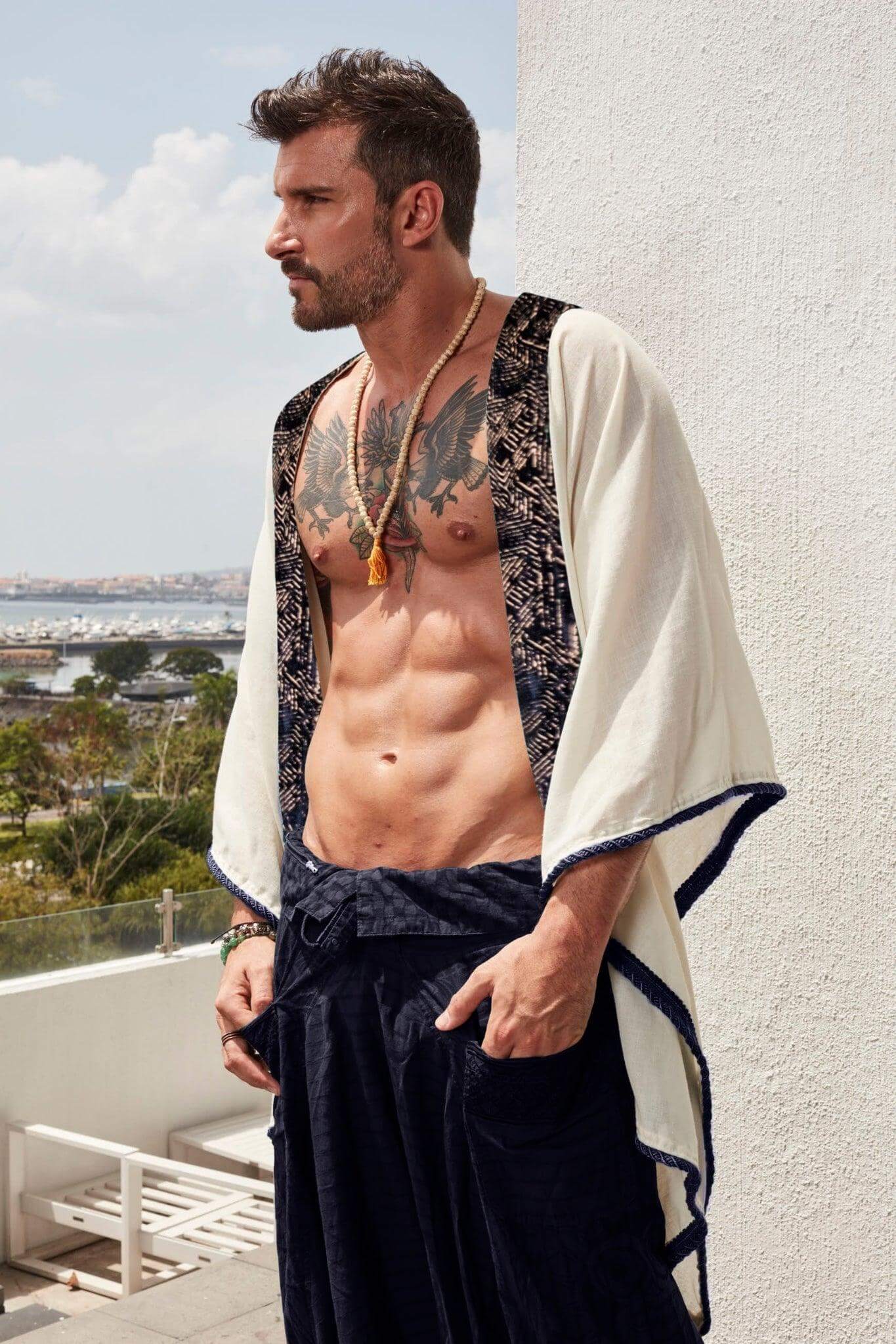 The Monarch - Linen Kimono Boho Tunic for men - Rave Clothing and Festival Outfit