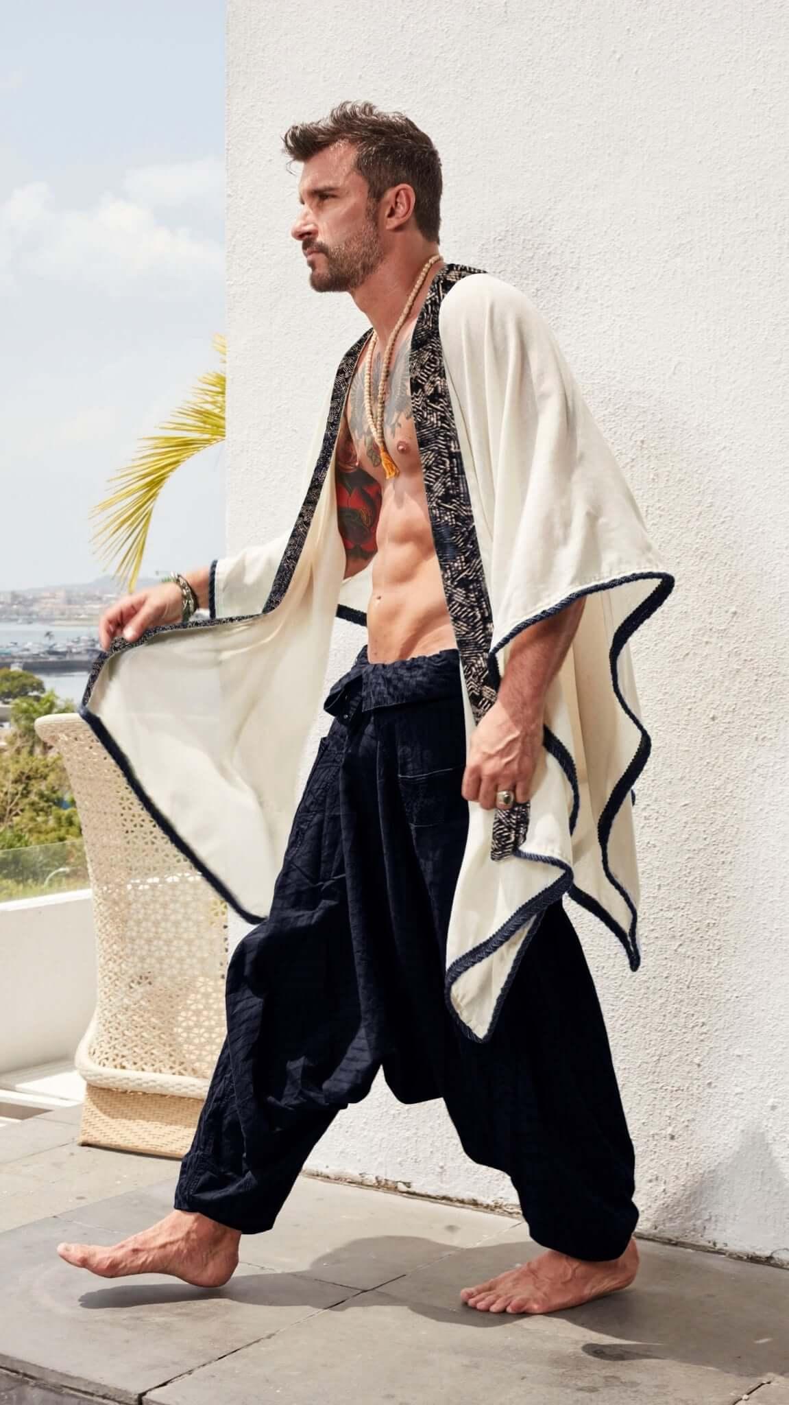 The Monarch - Linen Kimono Boho Tunic for men - Rave Clothing and Festival Outfit