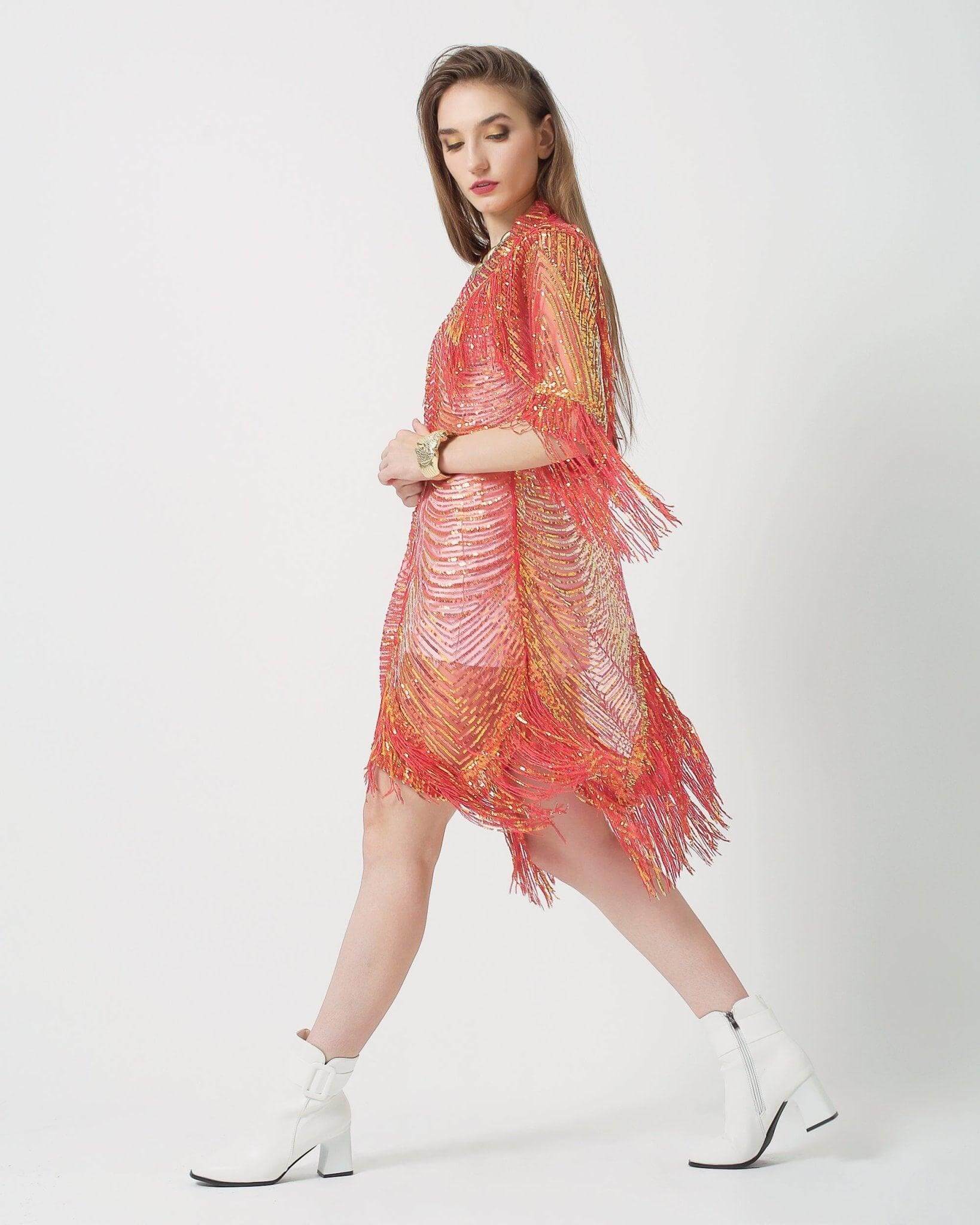 The Queen Kimono - Sequin Luxury Kimono - Bachelorette Robe with Fringes