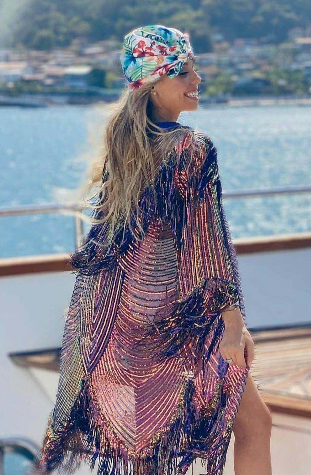 The Queen Kimono - Sequin Luxury Kimono - Bachelorette Robe with Fringes