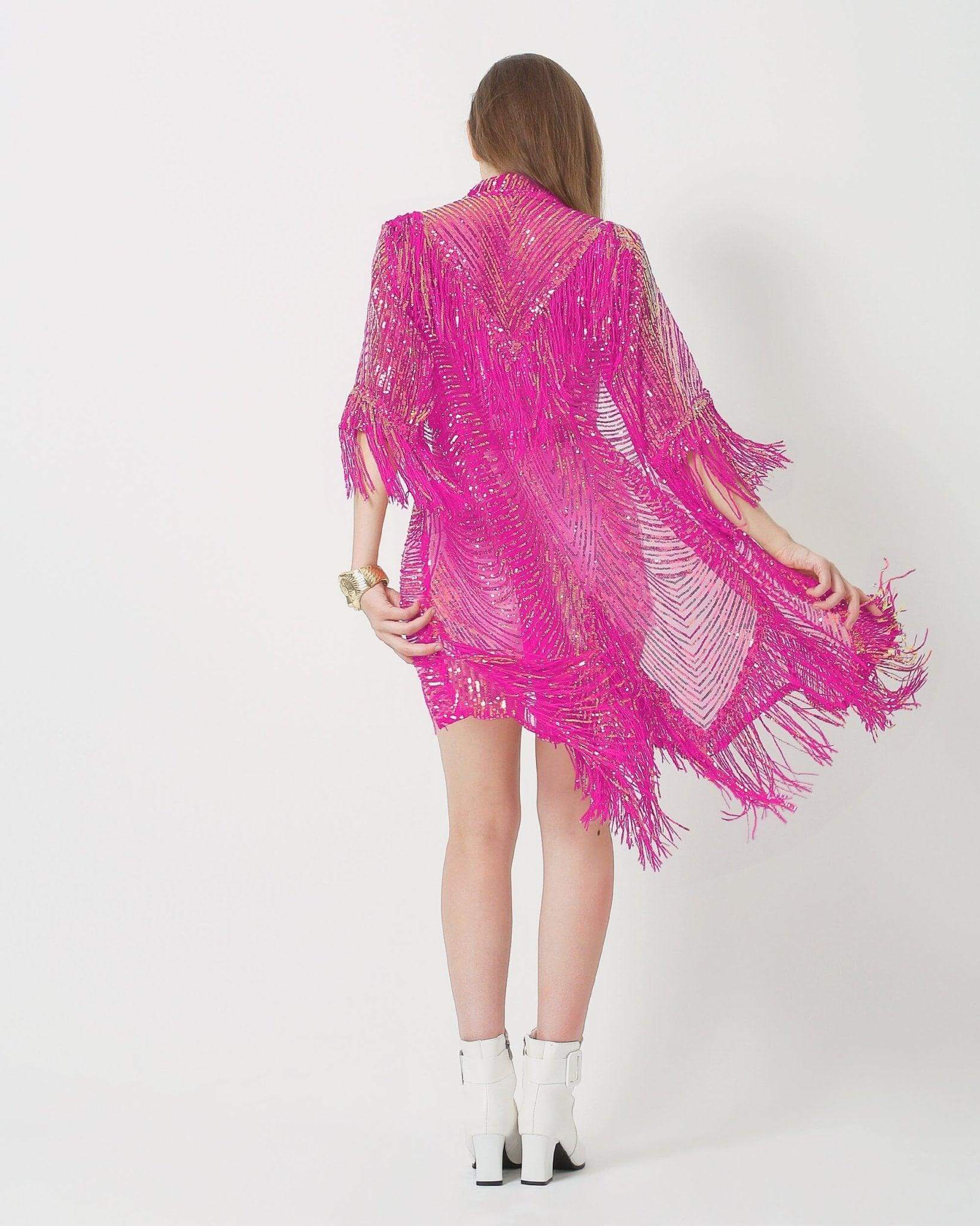 The Queen Kimono - Sequin Luxury Kimono - Bachelorette Robe with Fringes