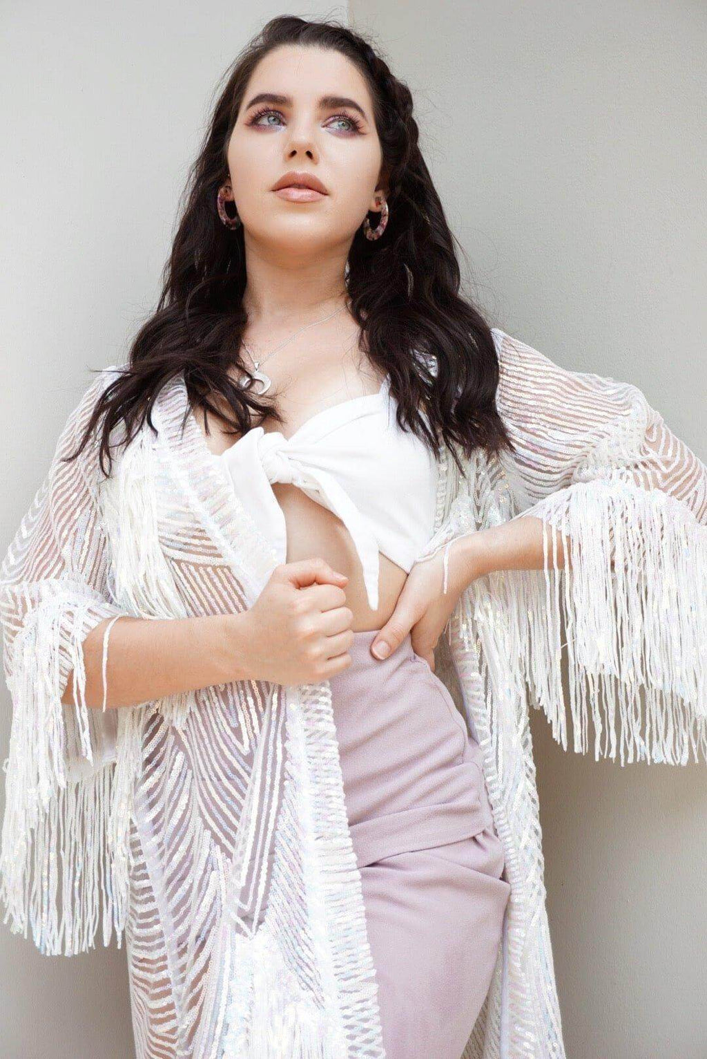 The Queen Kimono - Sequin Luxury Kimono - Bachelorette Robe with Fringes