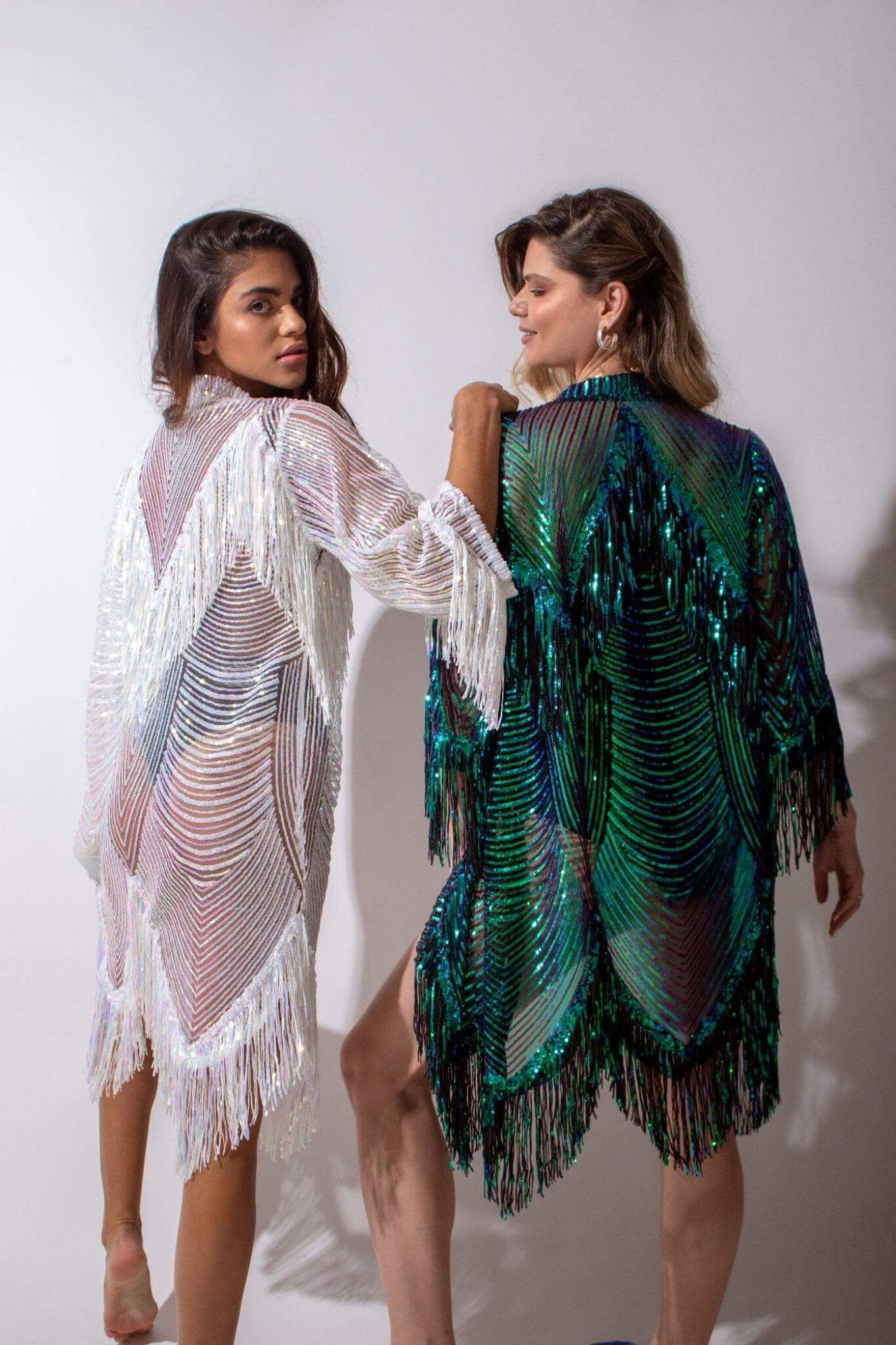 The Queen Kimono - Sequin Luxury Kimono - Bachelorette Robe with Fringes