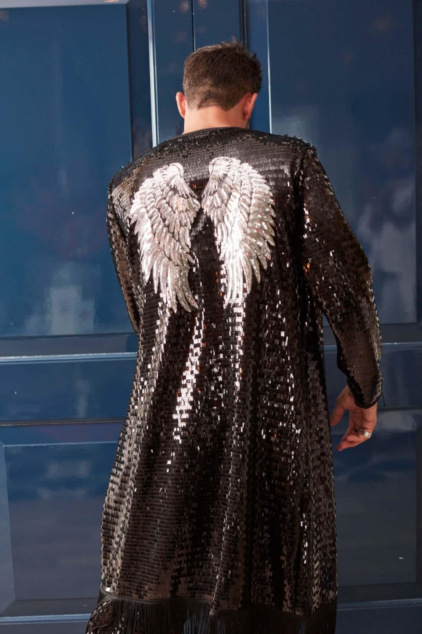 Black Sequin Kimono for men for Burning man