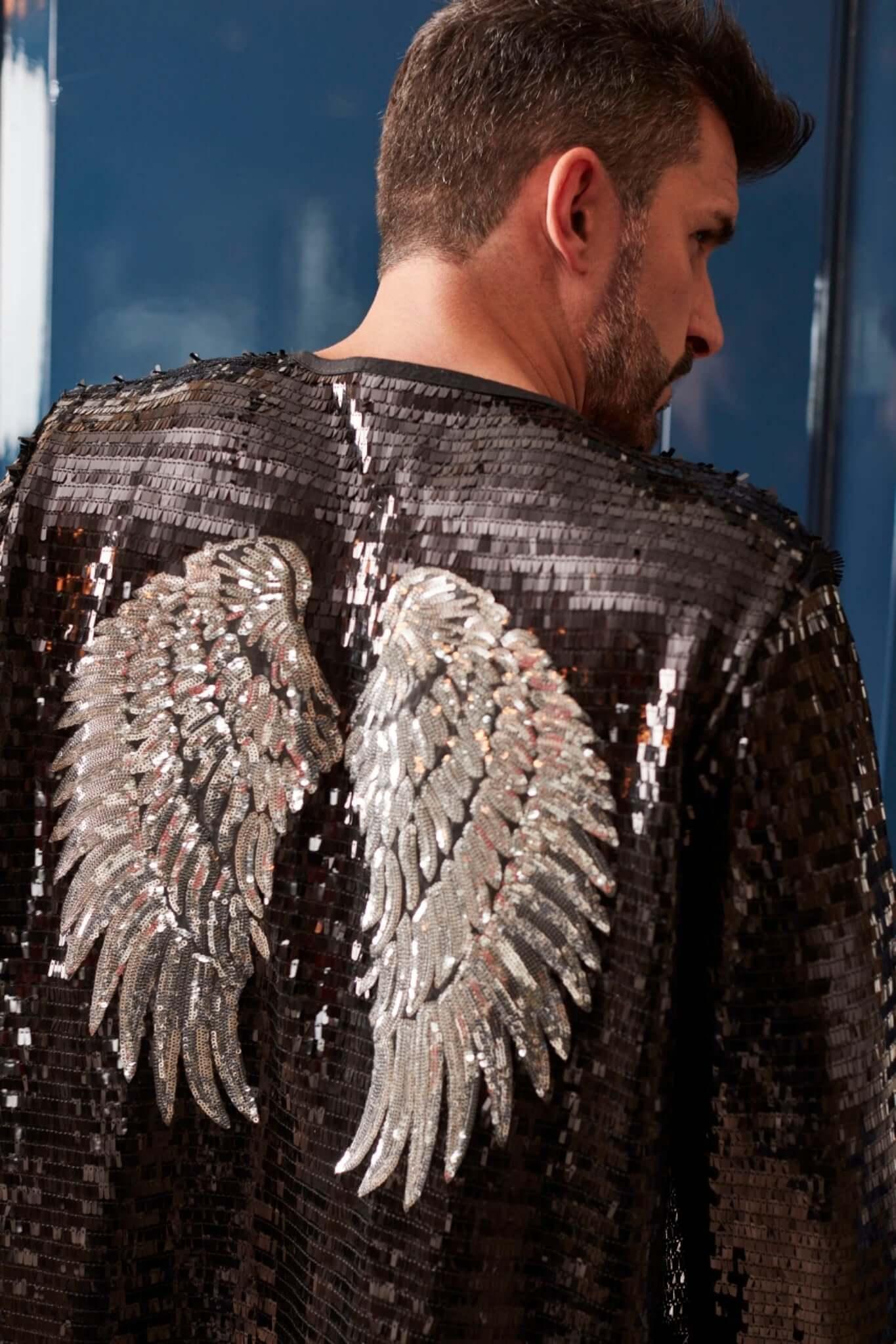 Black Sequin Kimono for men for Burning man